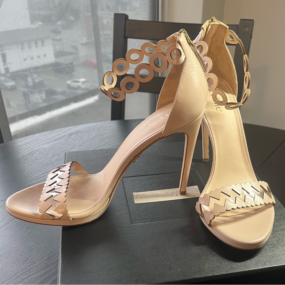 Zvelle - Calf Nude Ankle Strap Heels SIZE39